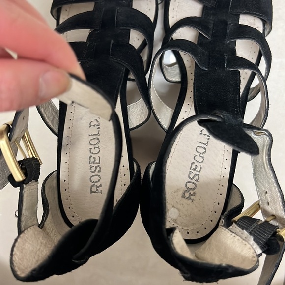 Rosegold Suede Platform Strappy Open Toe Sandal Heels | Size 6.5 - Picture 9 of 10